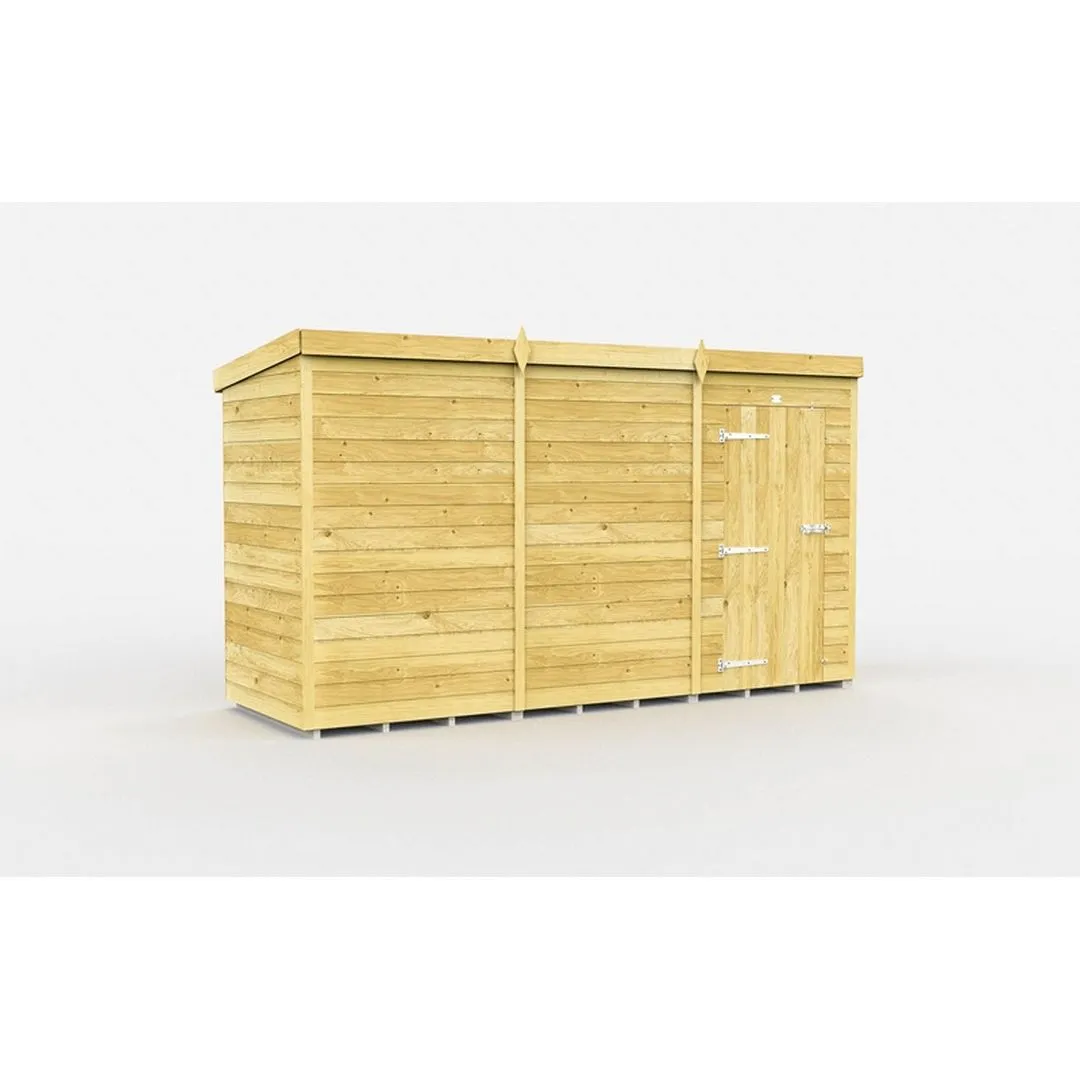 Buttercup Farm 12 x 4 Feet Pent Shed - Single Door W/O Window - L118 x W358 x H201 cm in Brown
