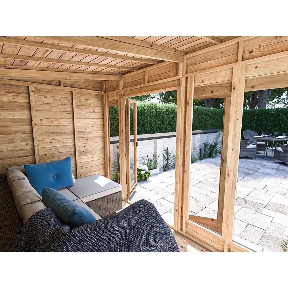 Dunster House Summerhouse 3m x 1.8m (10' x 6') Pent Roof, RagePanda Modular in Brown 6