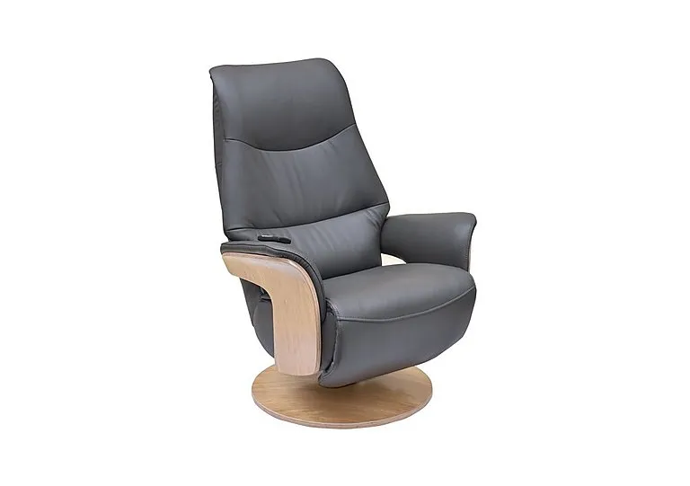 Olaf Leather Power Swivel Recliner Chair - Charcoal