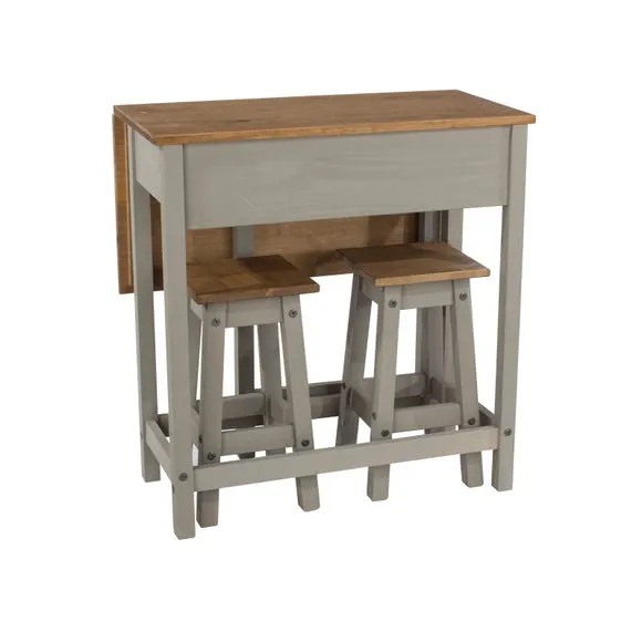 Corona 2 Seater Rectangular Drop Leaf Dining Table with 2 Chairs 4