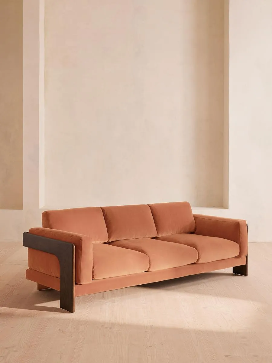 Marcia Three Seater Sofa, Velvet, Antique Rose