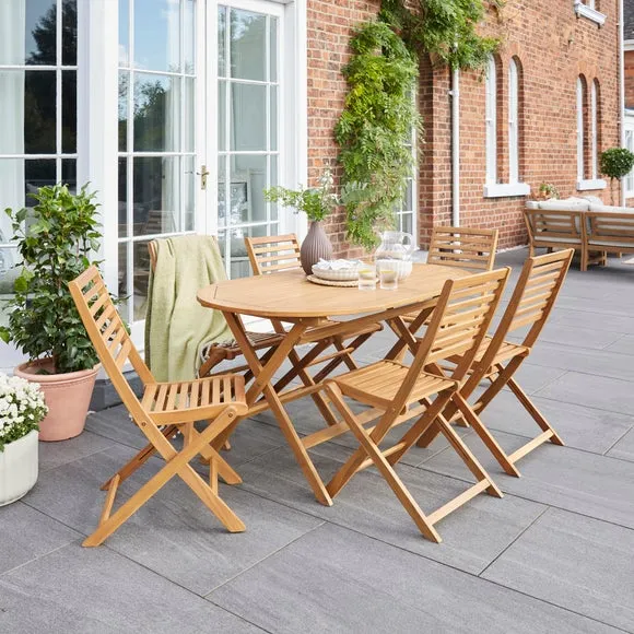 Vienna 6 Seater Wooden Garden Dining Set with Folding Table