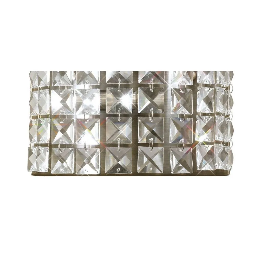 Netlighting Cortina Wall Lamp 2 Light Antique Brass Crystal in Bronze 5