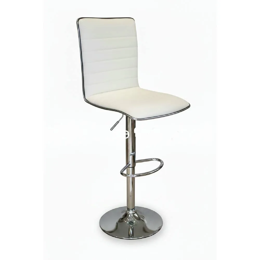 netfurniture Crispi Cream Padded Bar Stool Silver Trim Height Adjustable