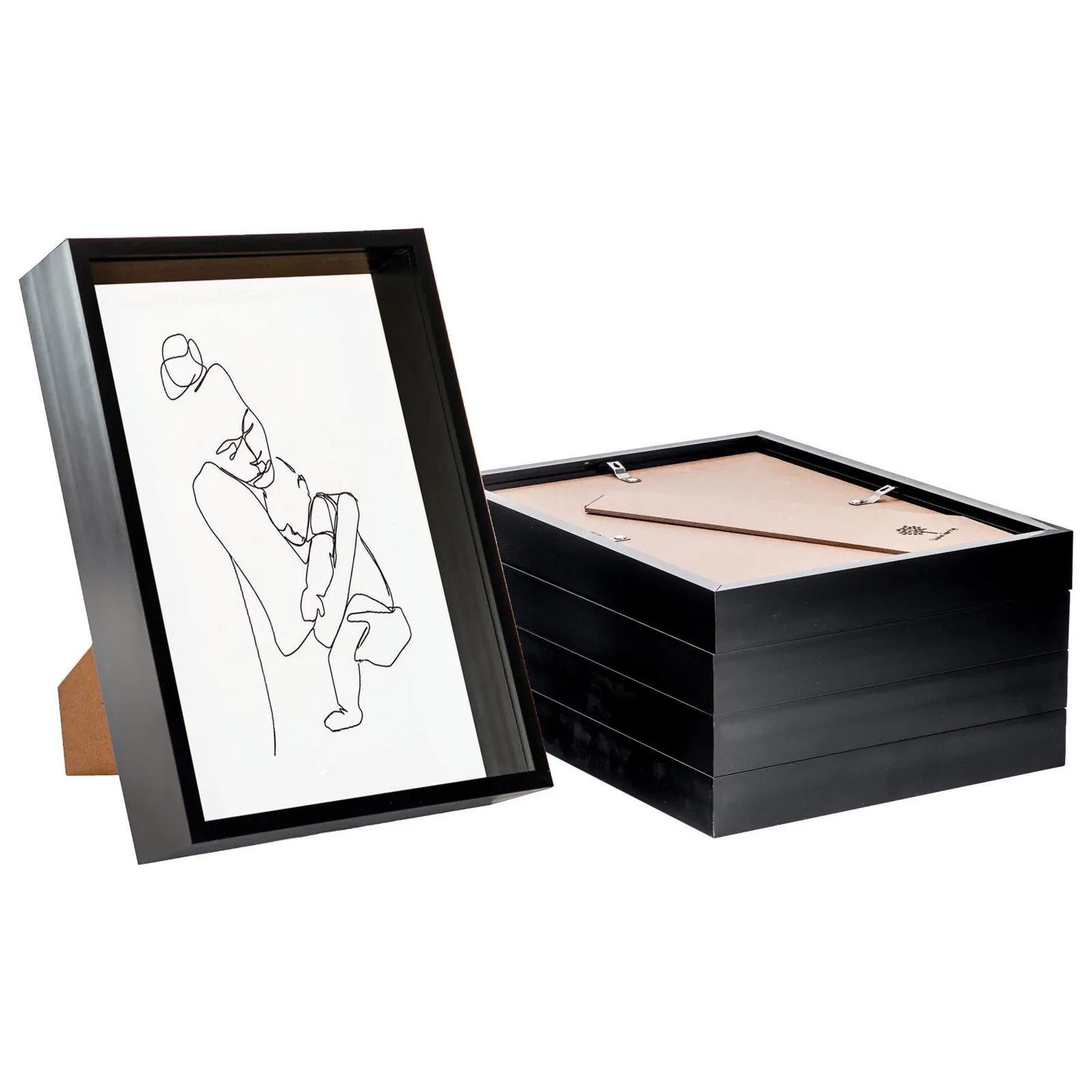 Nicola Spring Deep Box Photo Frame - A4 (8 x 12") - Pack of 5 in Black