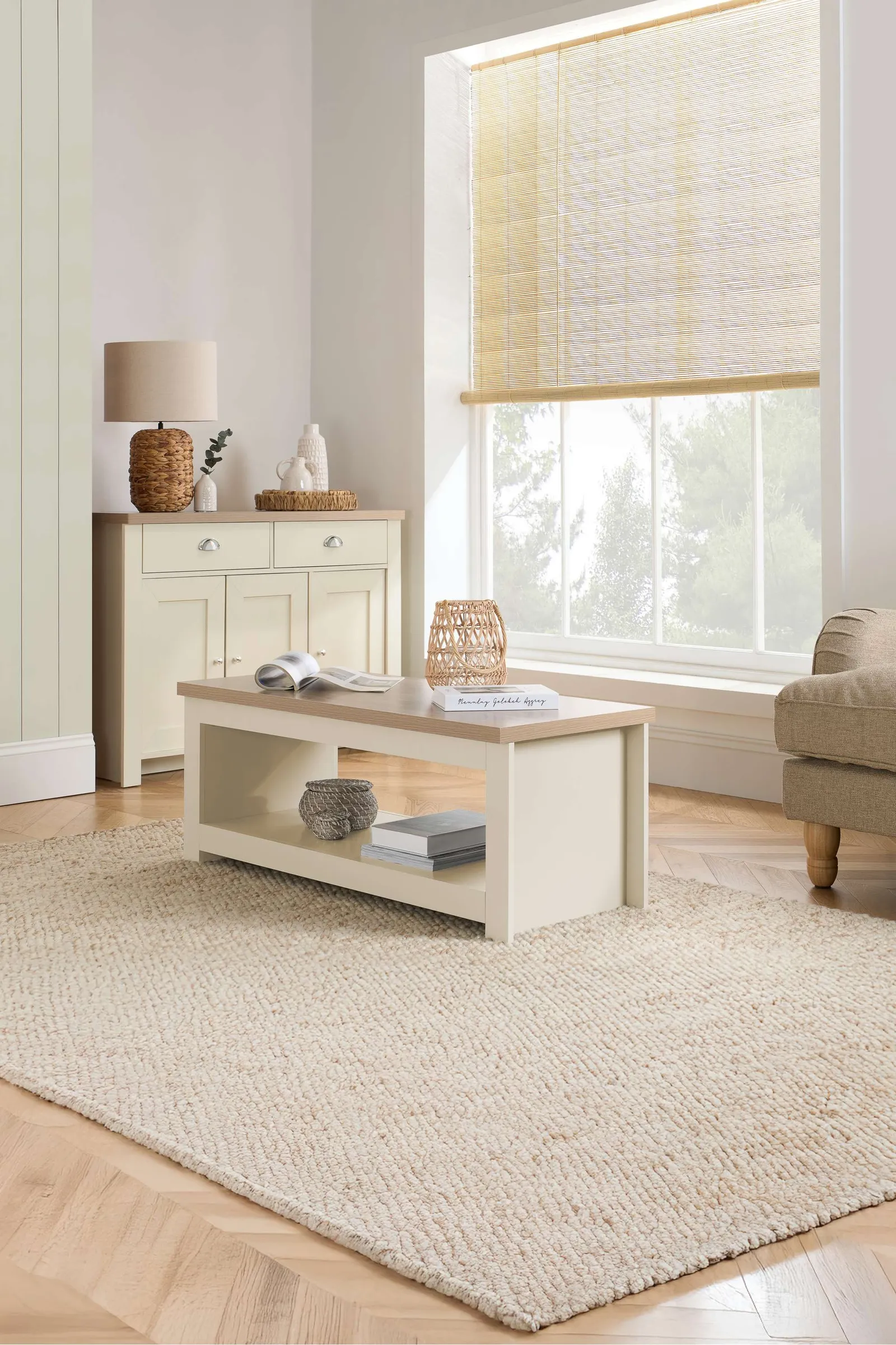 Birlea Coffee Table Highgate Rectangular Farmhouse Shabby Chic in Cream