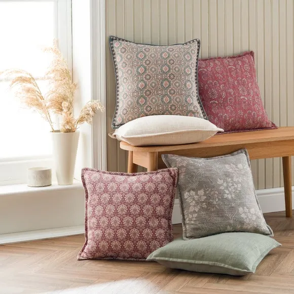 Global Floral Burgundy Square Cushion Cover 5