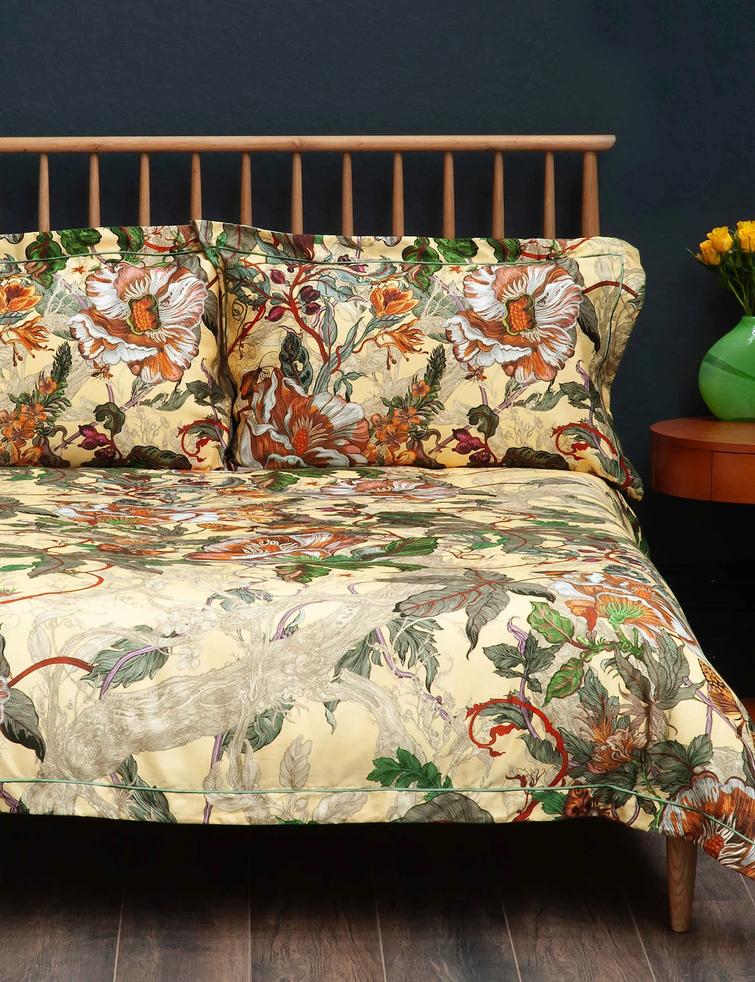 Timorous Beasties Pure Cotton Sateen Papaver Bedding Set Yellow Mix
