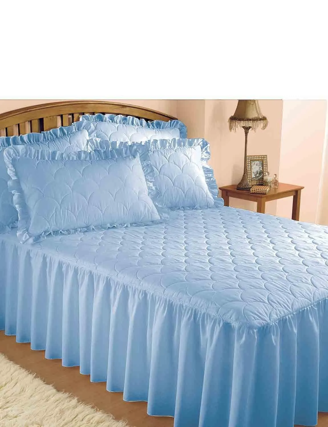 Chums Plain Quilted Bedspread with Pillow Shams sold separately in Blue
