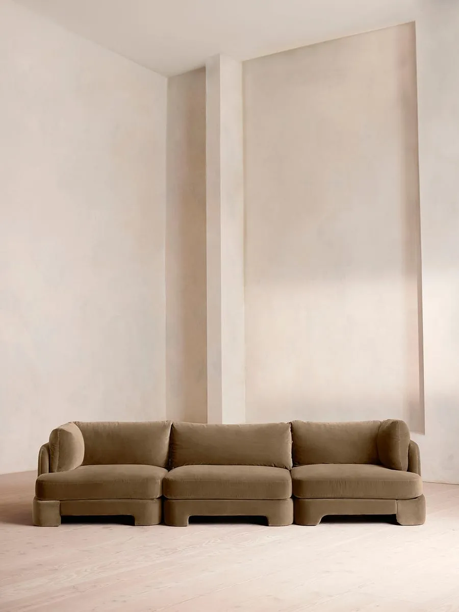 Odell Modular Sofa, Four Seater, Velvet, Truffle