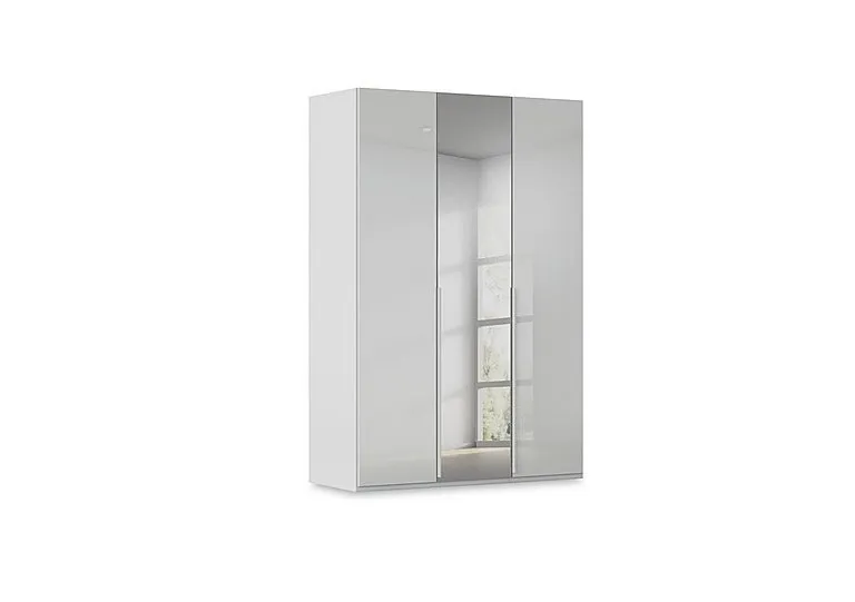 Haven 151cm 3 Door Hinged Wardrobe with 2 Glass Doors and 1 Mirror Door