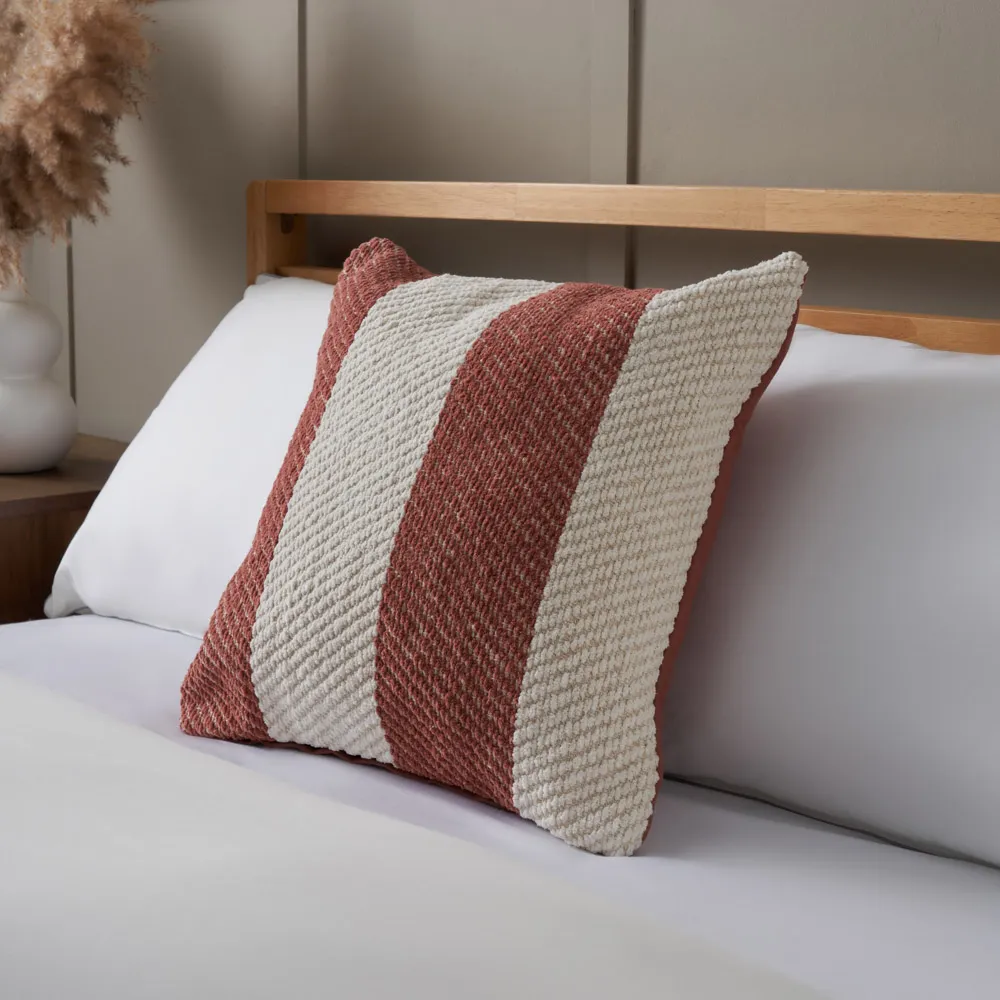Herringbone Chenille Cushion, Terracotta