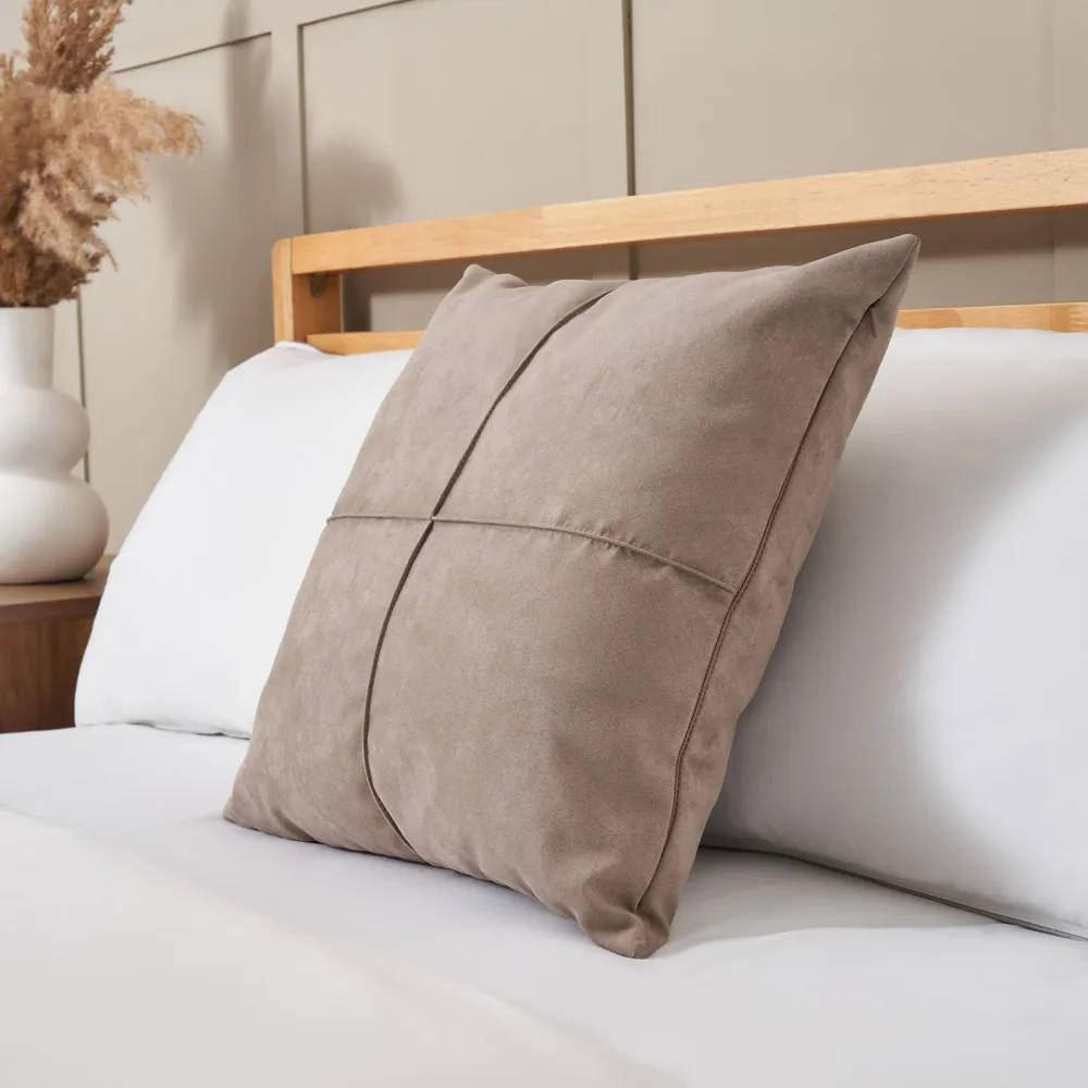 Faux Suede Cross Cushion, Brown 1