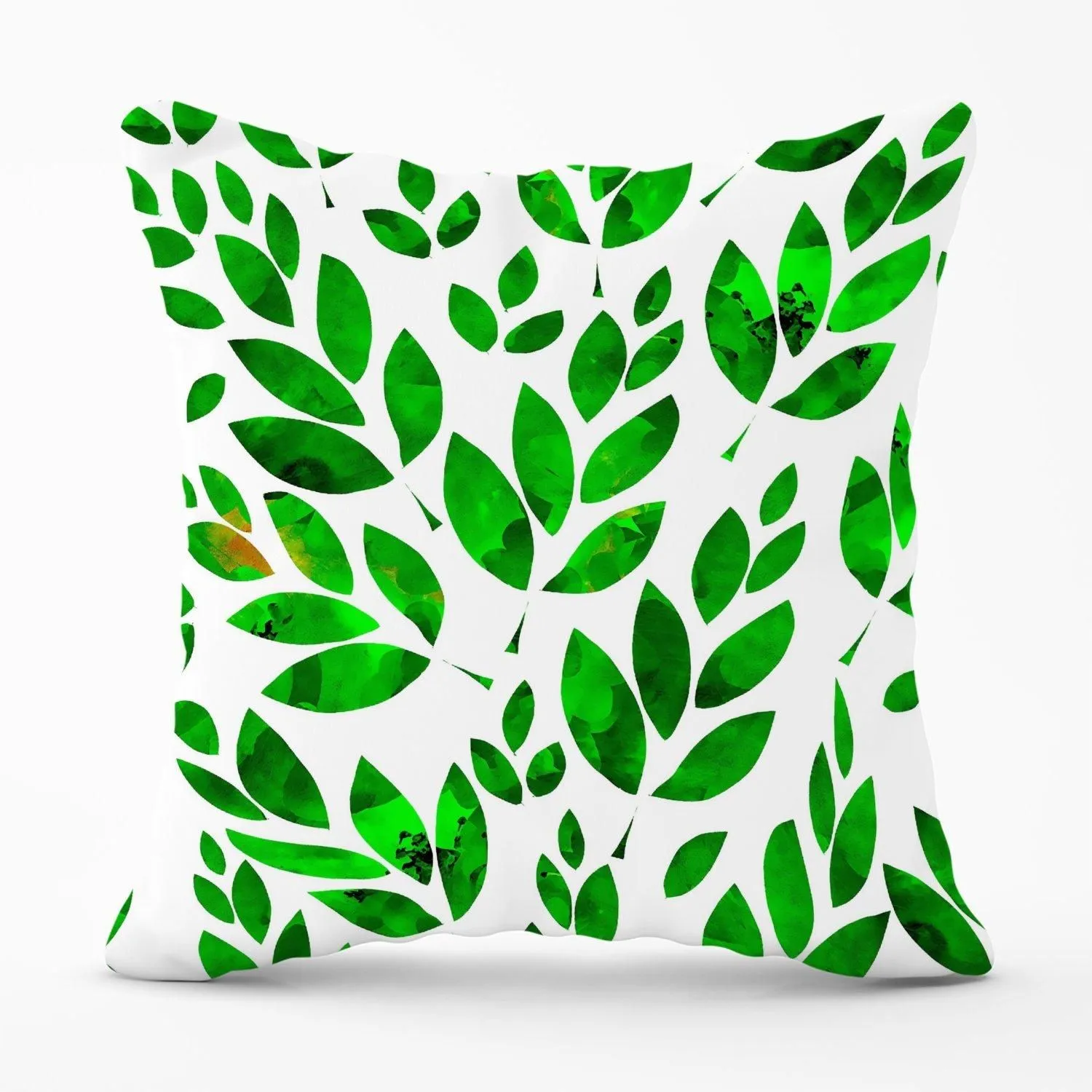 Warren Reed - Designer Watercolor Abstract Leaves Outdoor Cushion in Green