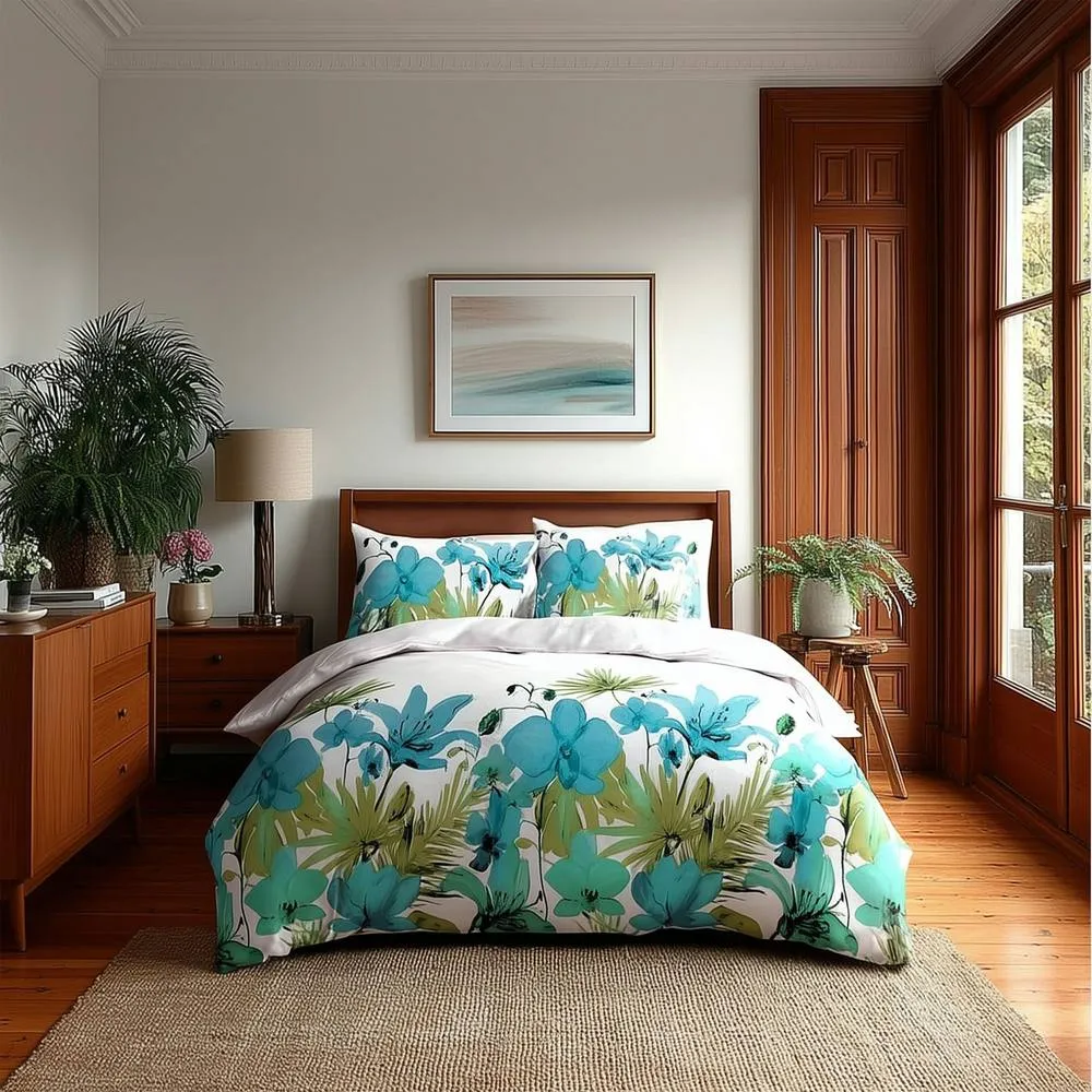 Snug City Duvet Cover & Pillowcase Set Lily Flower Design Bed Linen