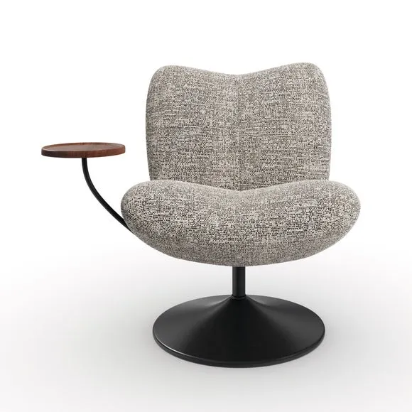 Junia Luxe Boucle Swivel Chair with Table 5