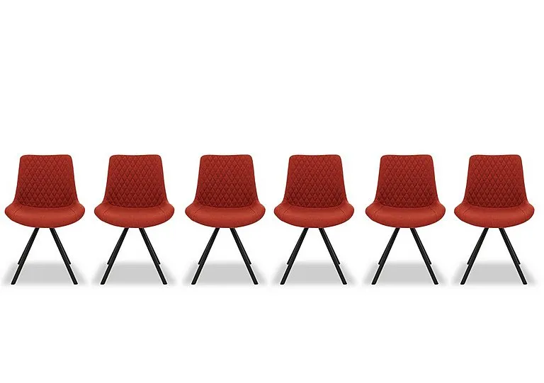 Ion Set of 6 Fabric Dining Chairs - Burnt Orange