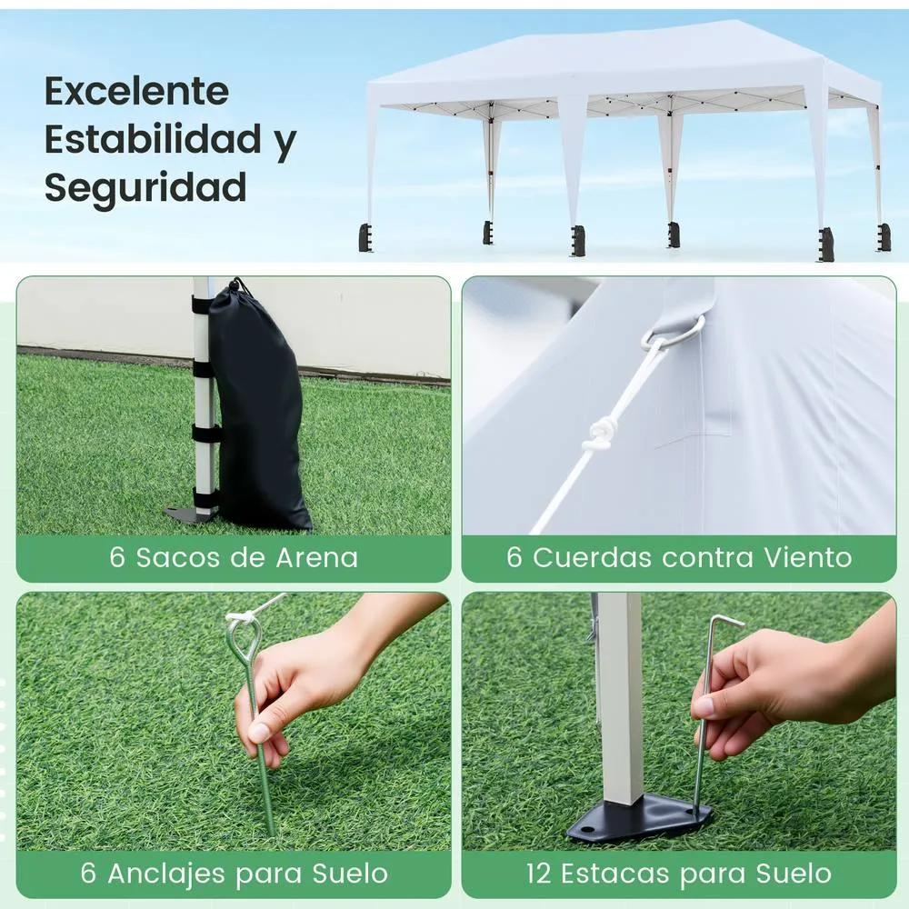 Costway 590x300 CM Pop up Canopy Tent Foldable Patio Shelter w/ Wheeled Bag in White 3