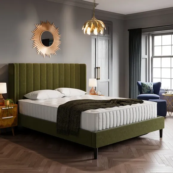 Alara Pleated Ottoman Bed Frame, Velvet 1