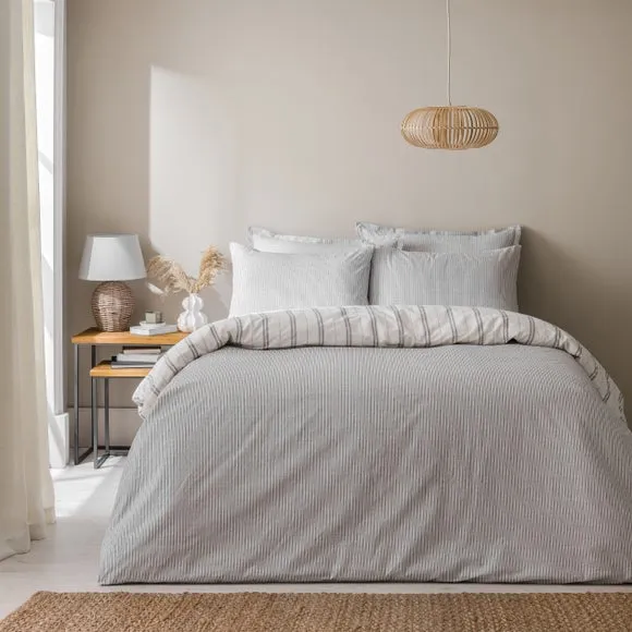 Pia Slub Stripe 100% Cotton Duvet Cover & Pillowcase Set 3