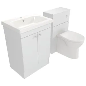 Deccado Benham Bright White 600mm Freestanding Vanity & 500mm Toilet Pan Unit with Basin Modular Combination 2