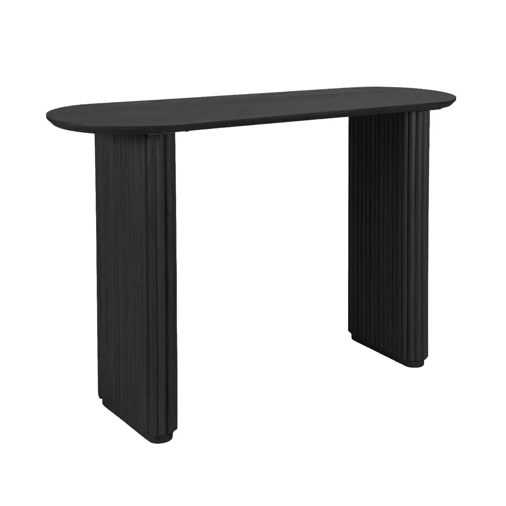 sweeek Oval console rubberwood & oak-effect veneer in Black 2