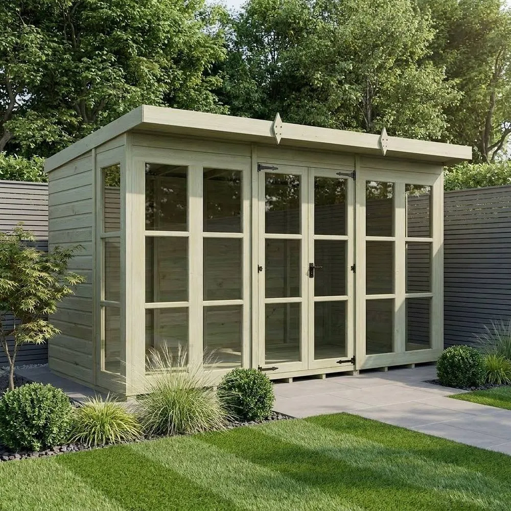 Buttercup Farm 12ft x 6ft Georgian Pent Summer House - Pressure Treated Timber in Brown 2