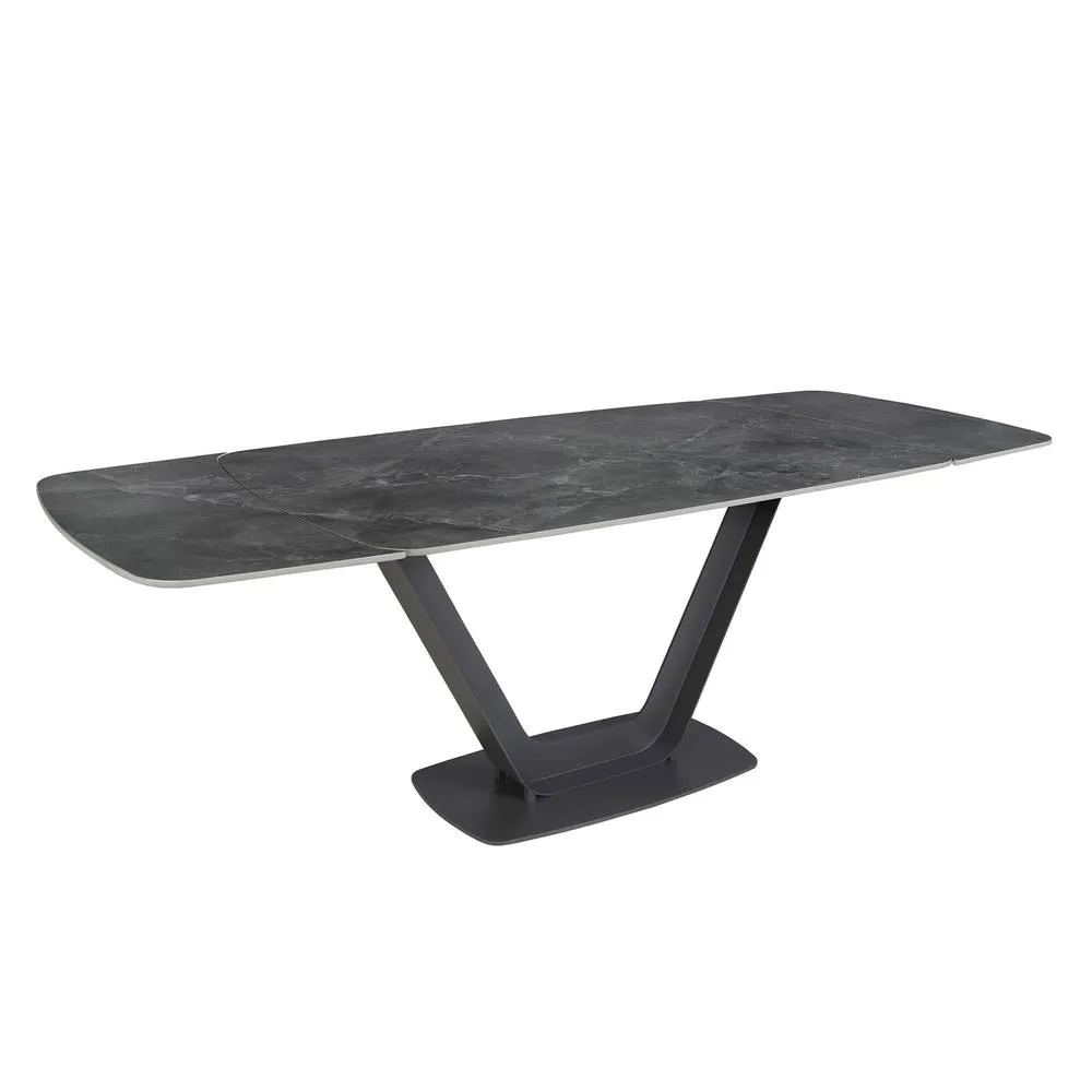 Angel Cerda Oval Extending Dining Table, Porcelain Marble Top in Black
