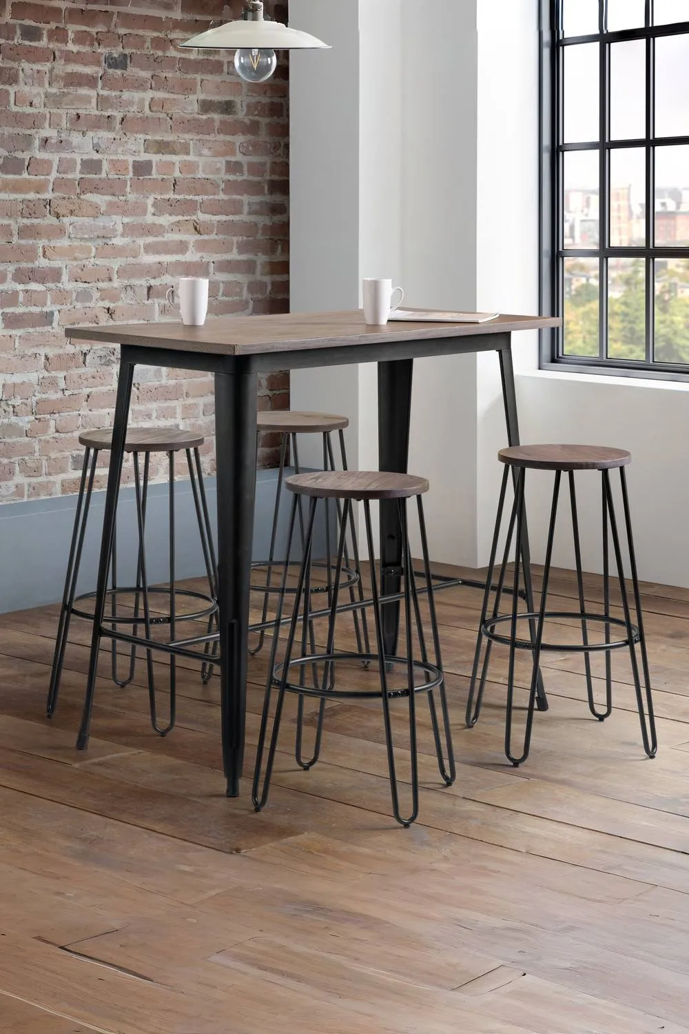 Julian Bowen Dalston Round Bar Stool (Set of 2) in Brown 3
