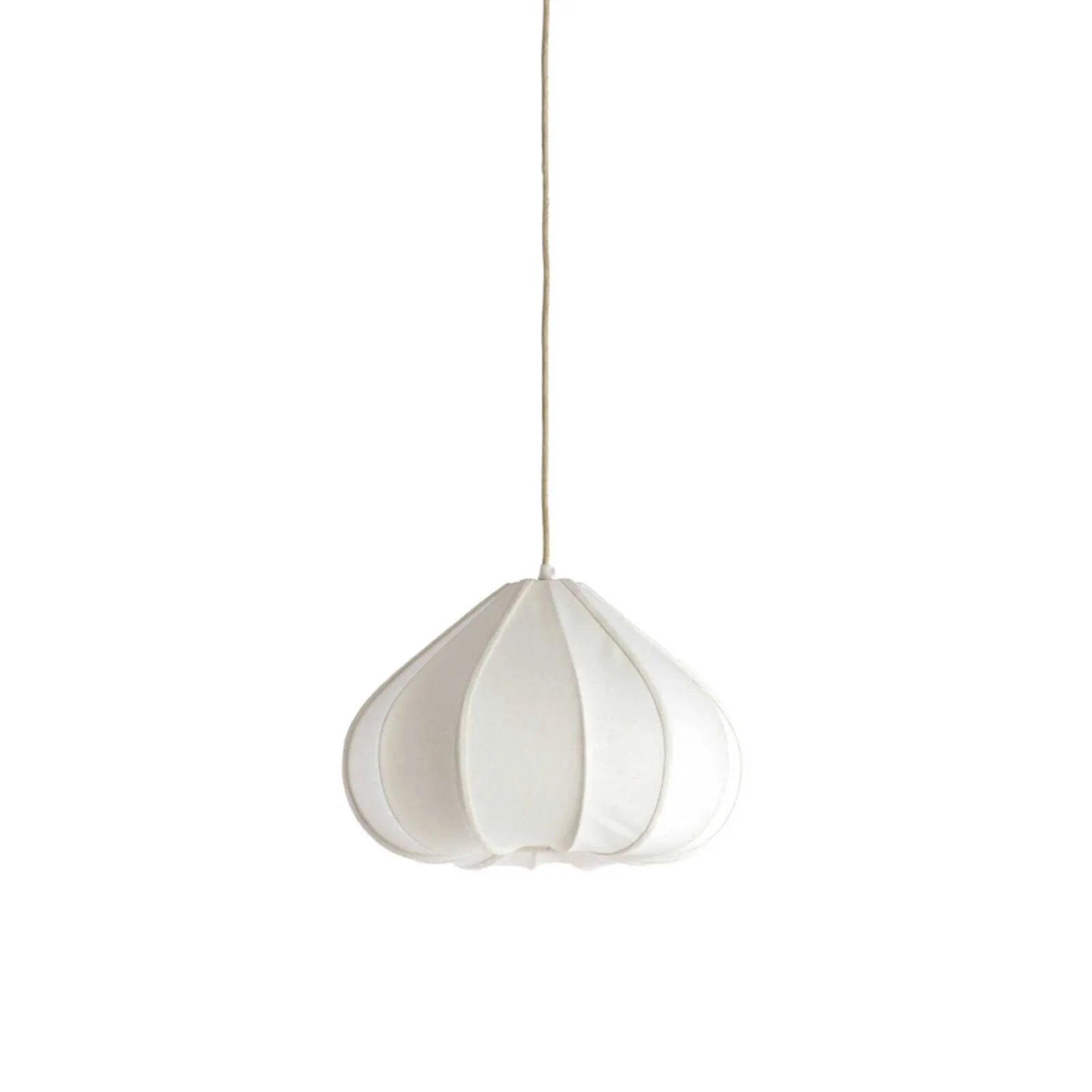 White Curved Fabric Pendant Light, Neutral | Barker & Stonehouse