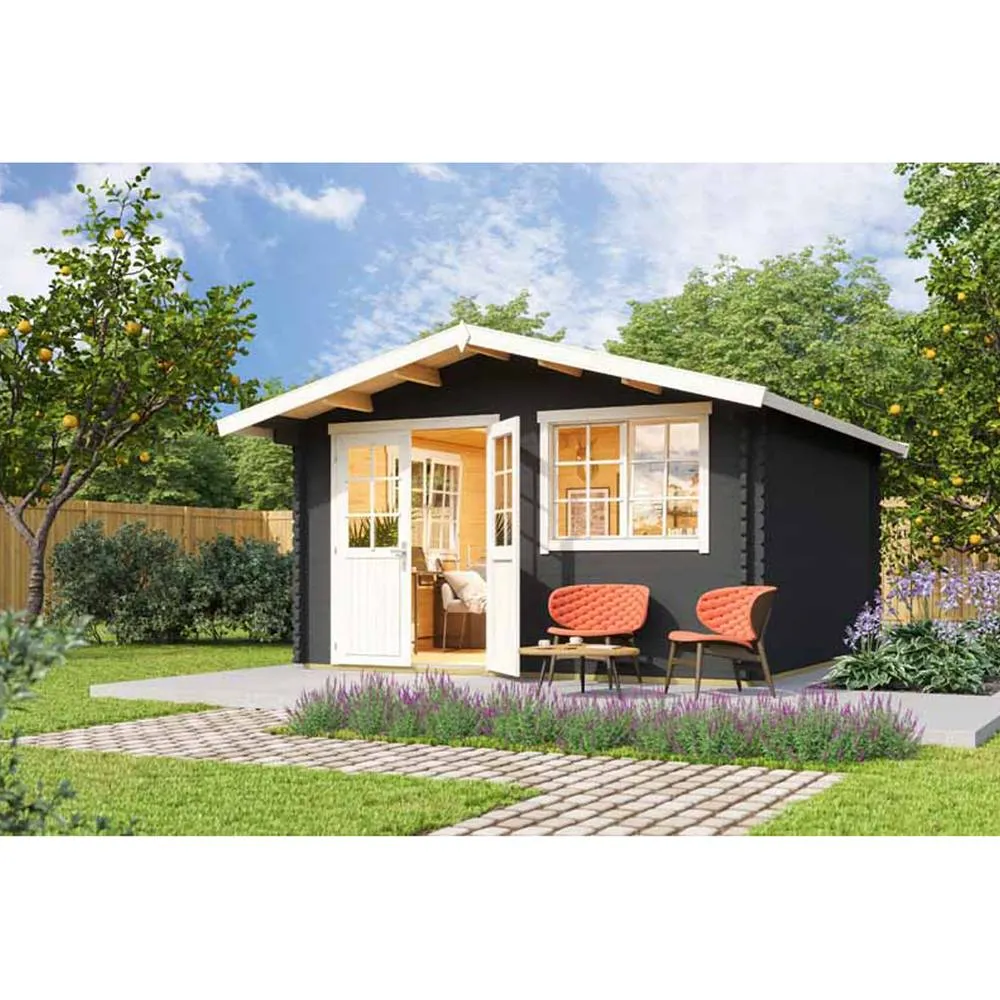 Lasita Maja Ltd Norderney 3-Log Cabin, Garden Room, Home Office - L444.6xW480xH256.5cm in Light Oak 4
