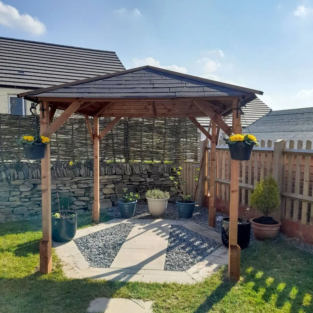 Dunster House Wooden Gazebo 2x2m Heavy Duty Pressure Treated Superfelt Utopia 200 in Brown 5