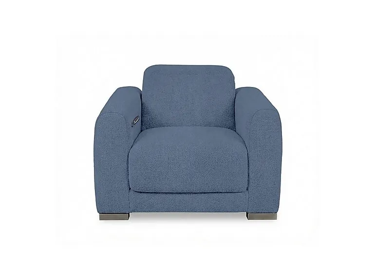 Edison Fabric Power Recliner Chair with Power Headrests and Lights - Silverish Blue