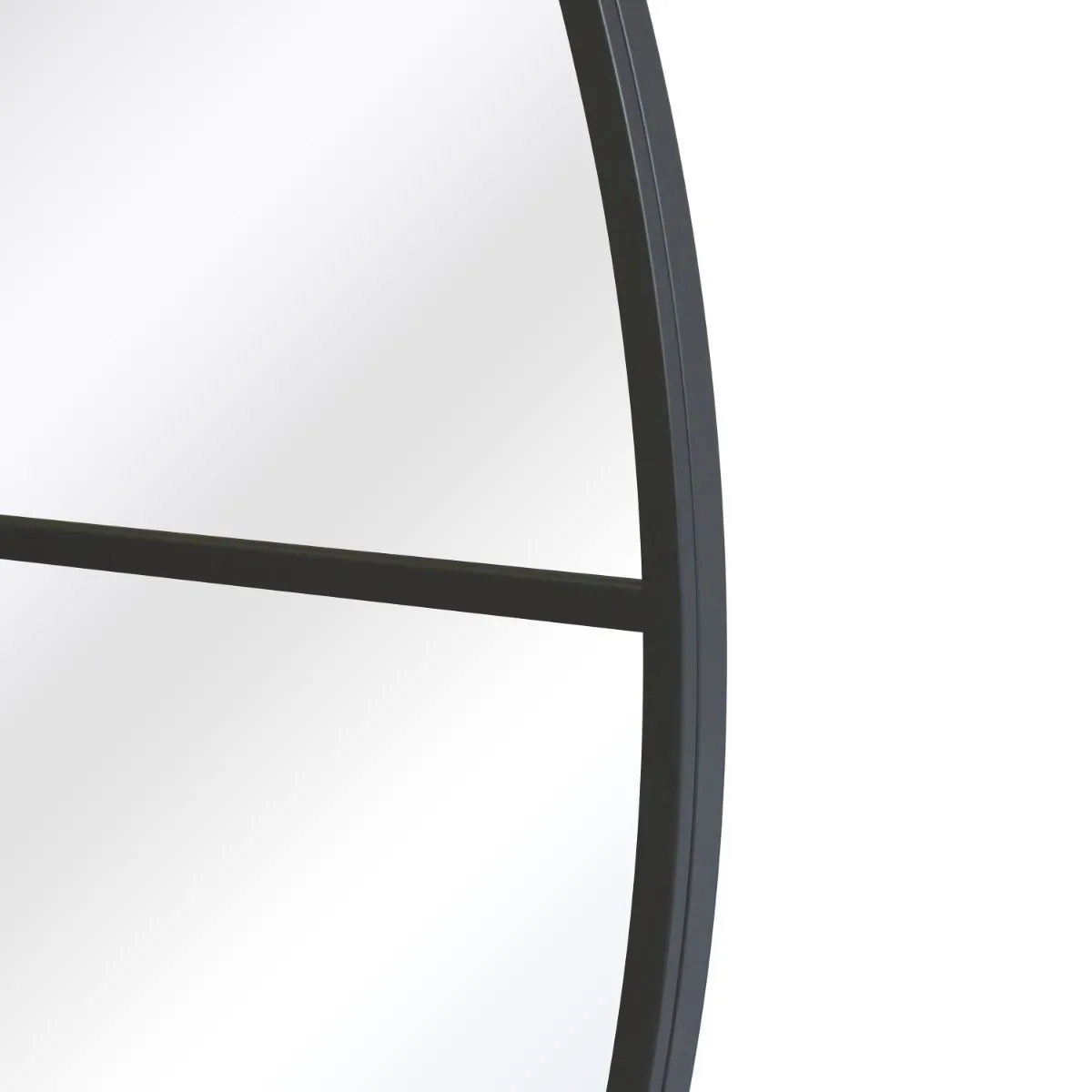 MirrorOutlet Black XL Circular Window Metal Wall & Leaner Mirror (180 x 180CM) 3