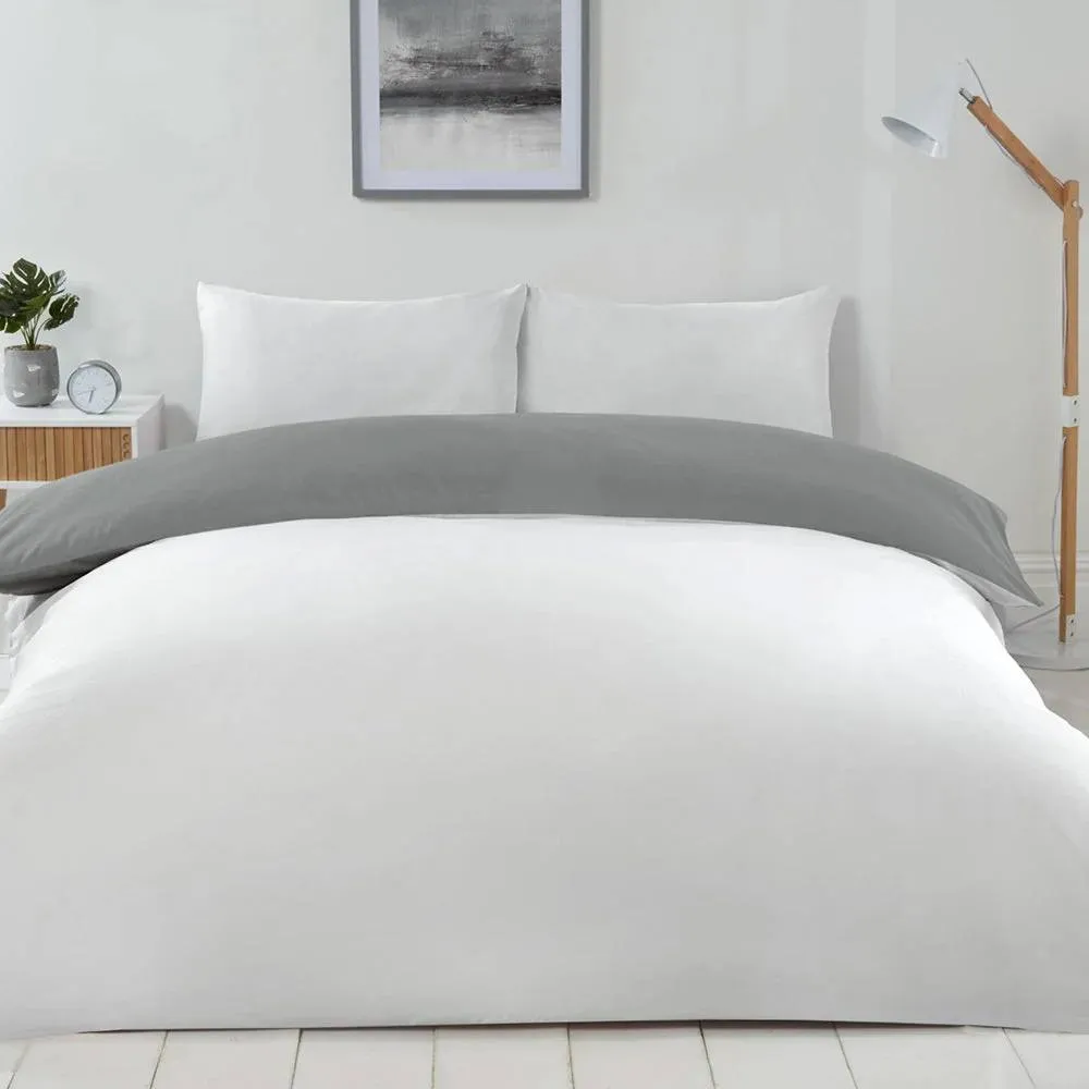 Voltico Reversible Duvet Cover Set - Double & King Sizes, 4 Colour Options in White