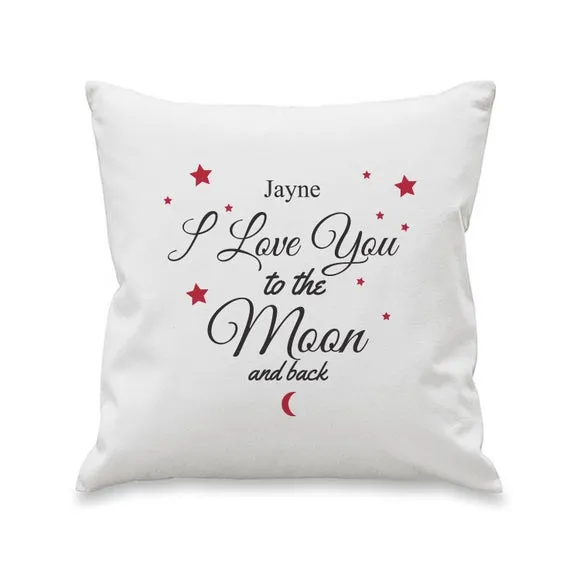 Personalised To The Moon & Back White Cushion 2