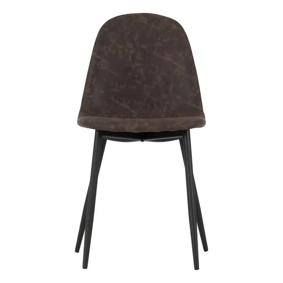 Athens Set of 2 Dining Chairs, Brown Faux Leather 3