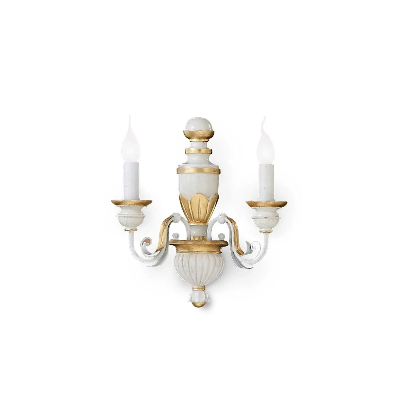 Netlighting Firenze 2 Light Indoor Candle Wall Light Gold Ivory E14 in White