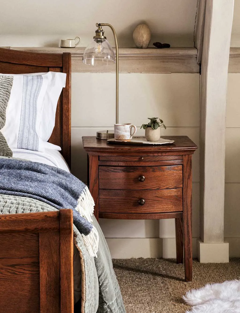 Cotswold Company Winchcombe 2 Drawer Bedside Table Dark Brown
