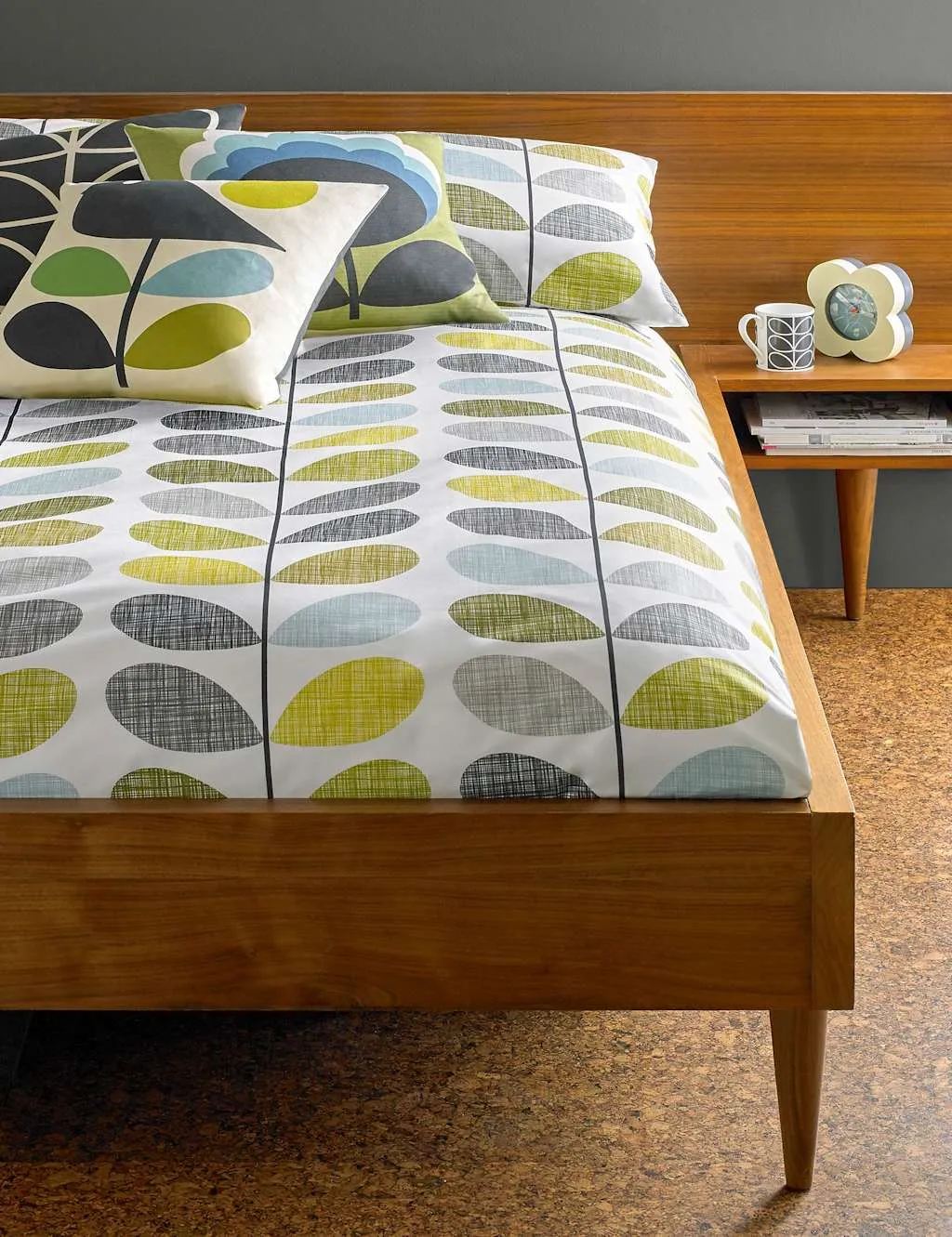 Orla Kiely Pure Cotton Scribble Stem Duvet Cover Duck Egg