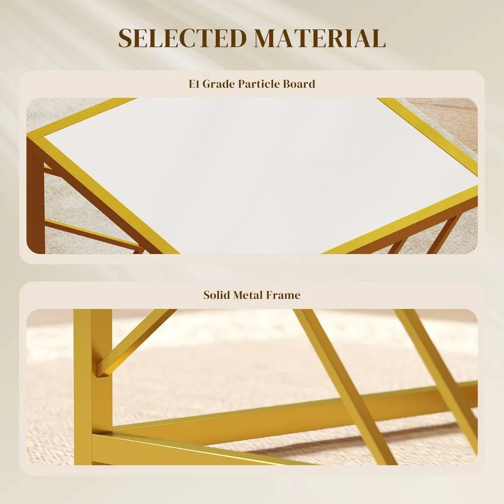 HOMCOM Set of 3 Nesting Coffee Tables Square End Tables w/ Metal Frame White 4