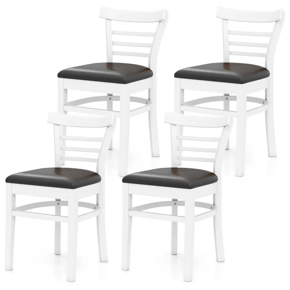 Costway Modern Dining Chair Set of 2 PU Leather Upholstered Kitchen Chair in White 3