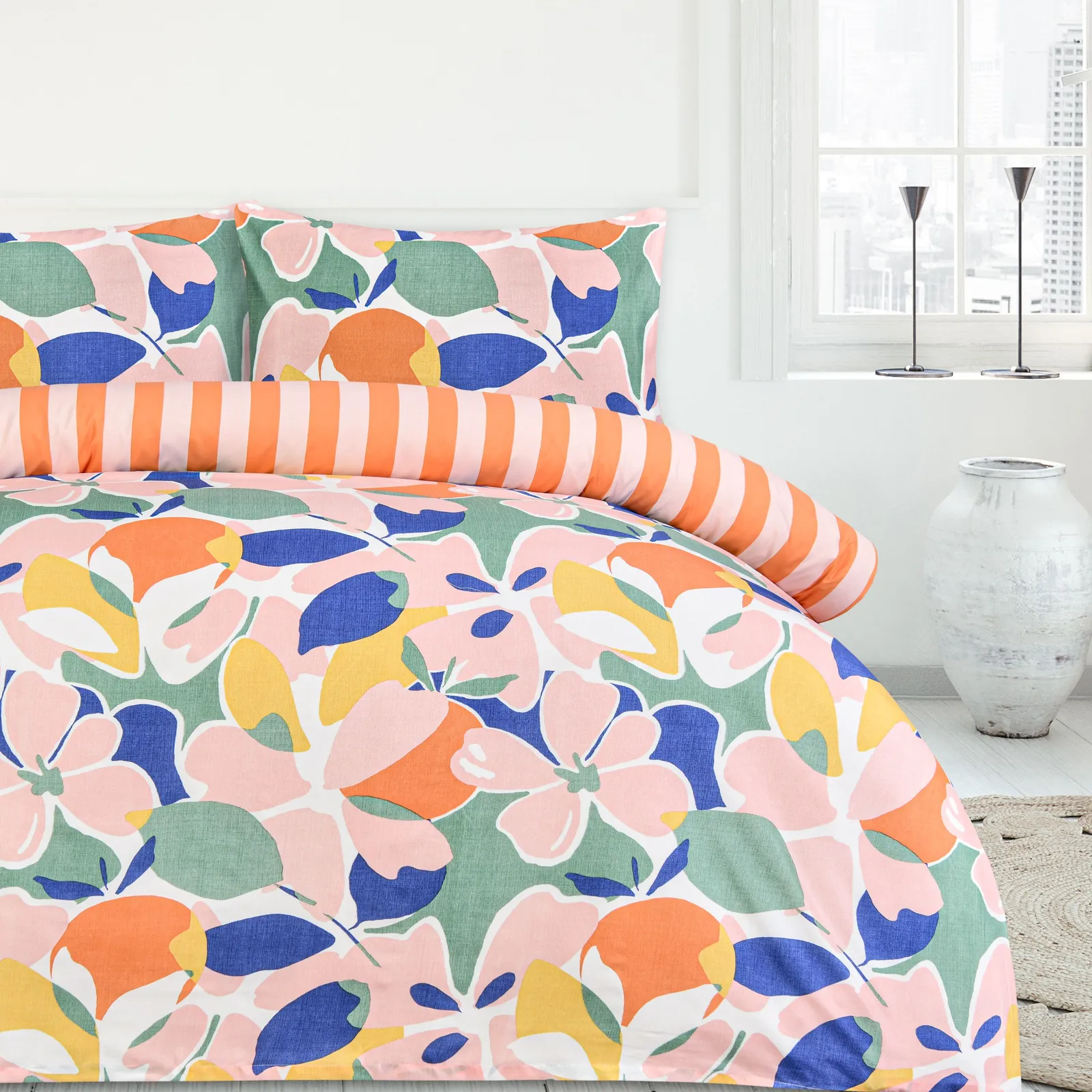 Smart Living Luxury Super Soft Reversible Abstract Floral Duvet Cover With Pillowcase 3