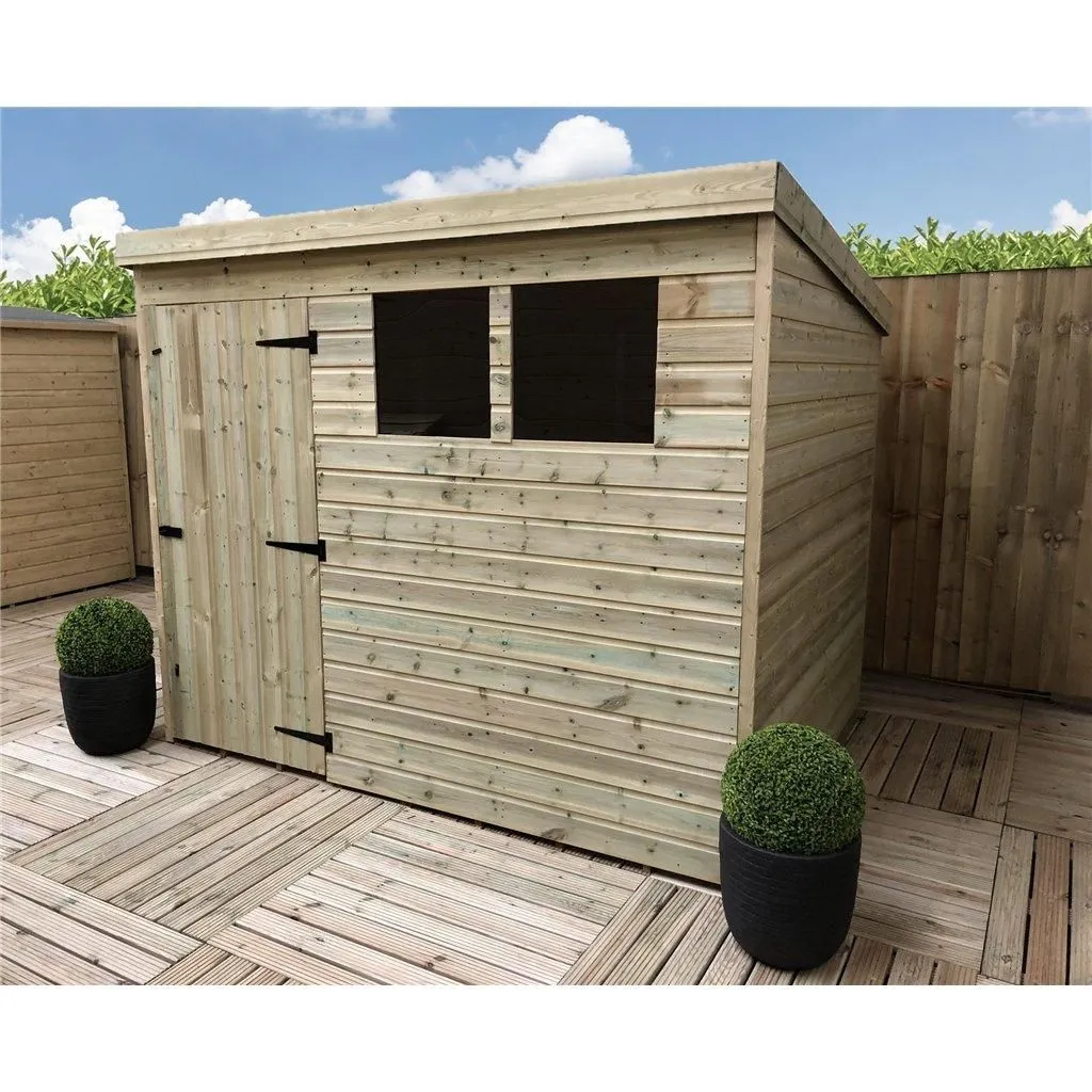 Marlborough 8 x 6 Pressure Treated Pent Garden Shed with Single Door in Natural 6