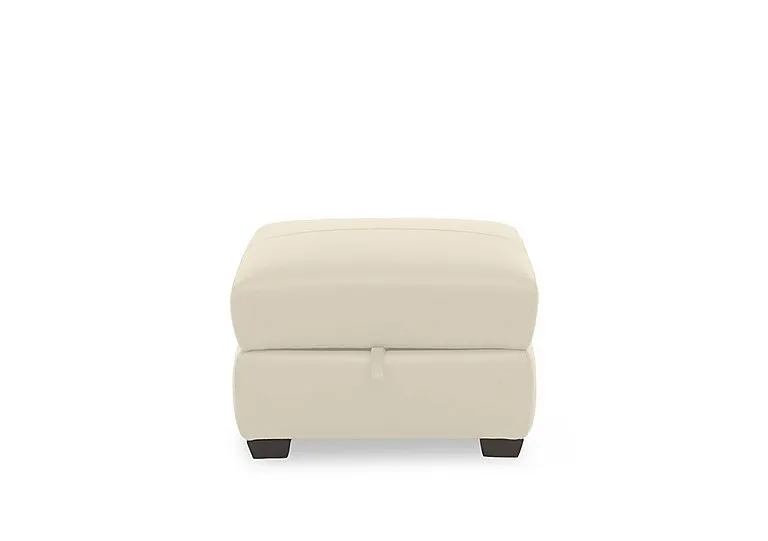 Flex Leather Storage Footstool - BV Bisque