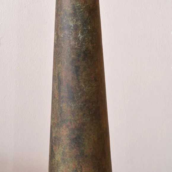 Pacific Lifestyle Arbor Verdi Gris Metal Conical Floor Lamp with Lino Self Lined Linen Cylinder Lampshade 6