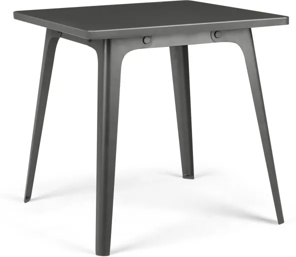 Edny 4 Seat Square Compact Metal Dining Table, Grey
