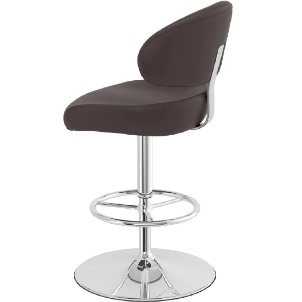 netfurniture Jamaica Height Adjustable Bar Stool Brown Faux Leather Padded Seat 6