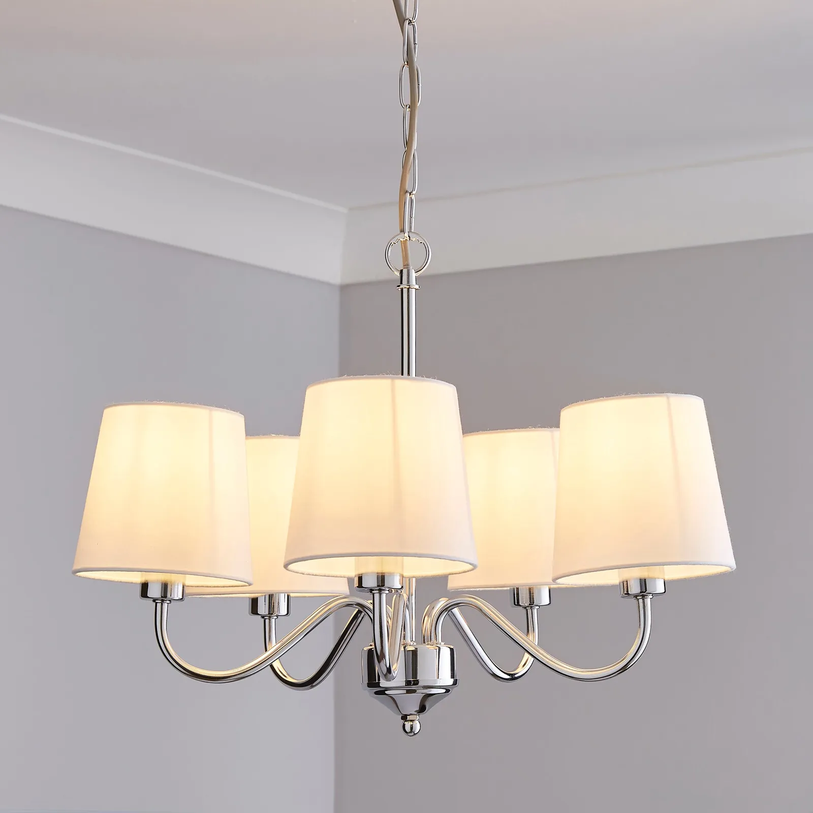 Annai 5 Light Shaded White Ceiling Fitting White