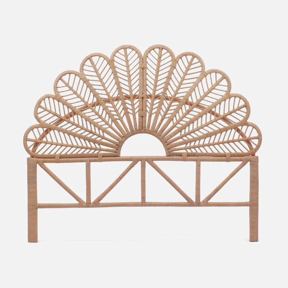 sweeek Natural Rattan Headboard Queen Bed 160cm in Light Brown 2